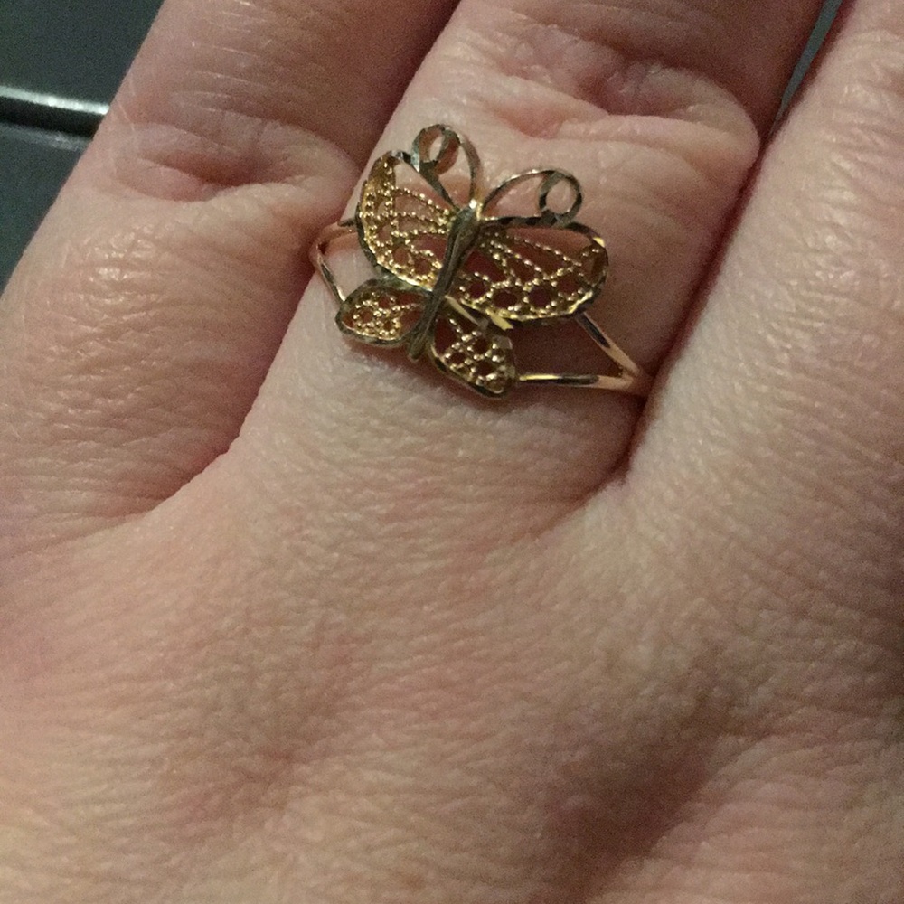 10k solid gold butterfly ring